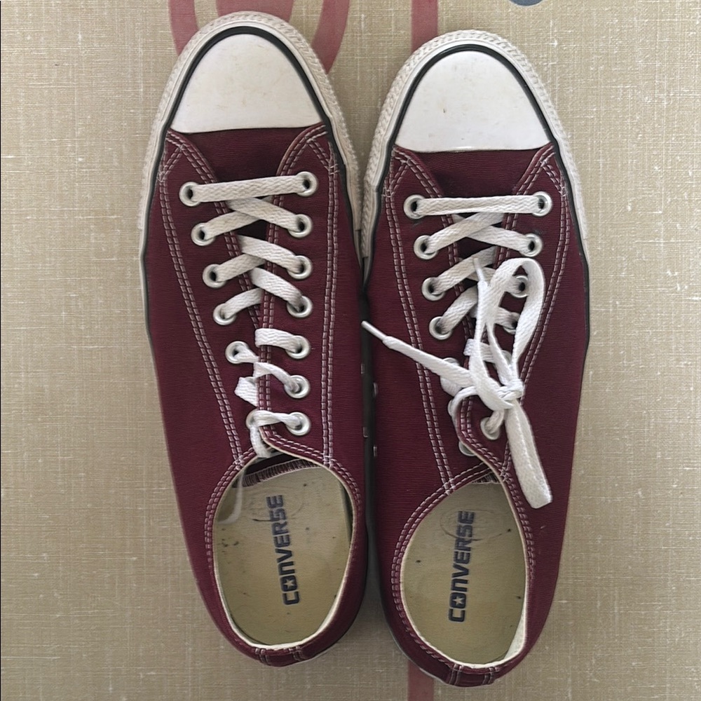 Converse Maroon Canvas Sneakers with White Laces